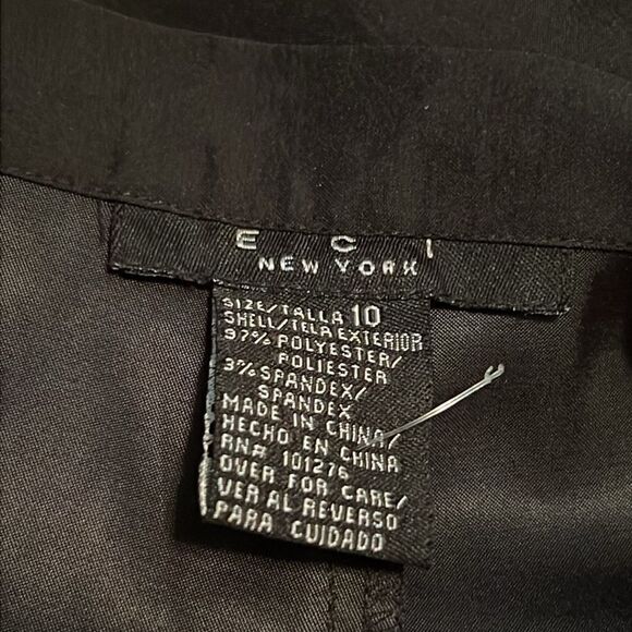 90s High Rise Pant 
Black ECI Pockets Straight Leg Dressy Beaded Lace Hem 10 - Picture 10 of 16